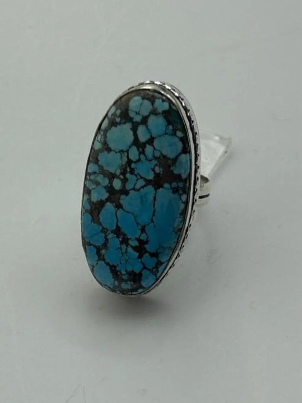 925 Silver Turquoise Oval Stone Ring in Blue - Jewelry